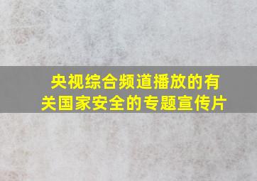 央视综合频道播放的有关国家安全的专题宣传片