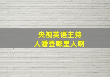 央视英语主持人潘登哪里人啊