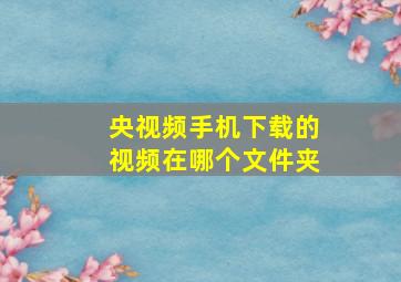 央视频手机下载的视频在哪个文件夹