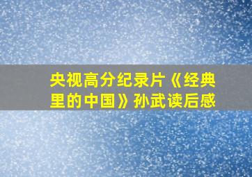 央视高分纪录片《经典里的中国》孙武读后感