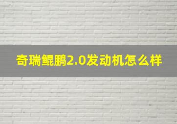 奇瑞鲲鹏2.0发动机怎么样