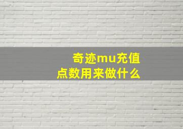 奇迹mu充值点数用来做什么