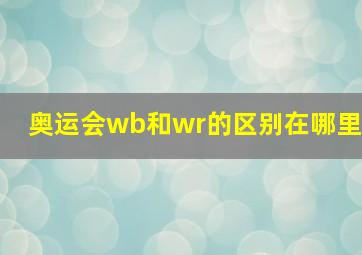 奥运会wb和wr的区别在哪里