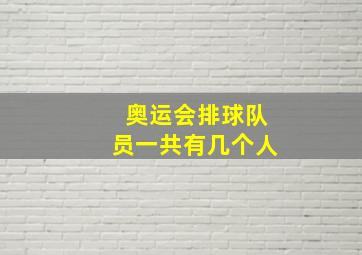 奥运会排球队员一共有几个人