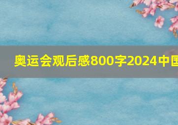 奥运会观后感800字2024中国