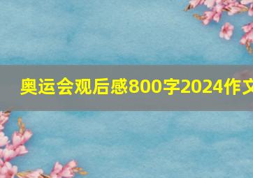 奥运会观后感800字2024作文