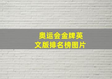 奥运会金牌英文版排名榜图片