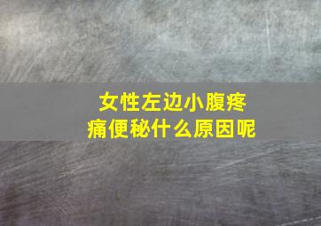 女性左边小腹疼痛便秘什么原因呢