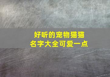 好听的宠物猫猫名字大全可爱一点