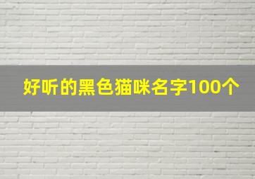 好听的黑色猫咪名字100个