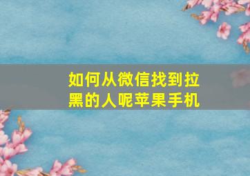 如何从微信找到拉黑的人呢苹果手机