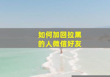 如何加回拉黑的人微信好友