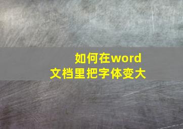 如何在word文档里把字体变大