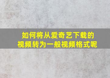 如何将从爱奇艺下载的视频转为一般视频格式呢