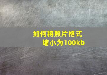 如何将照片格式缩小为100kb