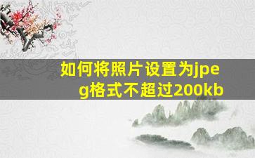 如何将照片设置为jpeg格式不超过200kb