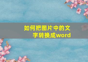 如何把图片中的文字转换成word