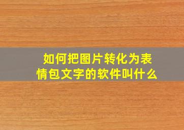 如何把图片转化为表情包文字的软件叫什么