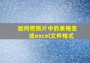 如何把照片中的表格变成excel文件格式