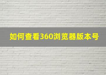 如何查看360浏览器版本号