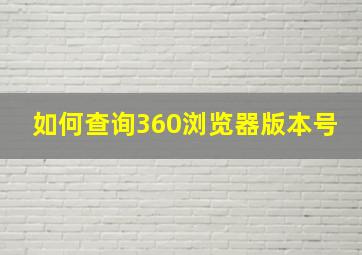 如何查询360浏览器版本号