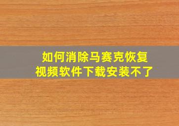 如何消除马赛克恢复视频软件下载安装不了