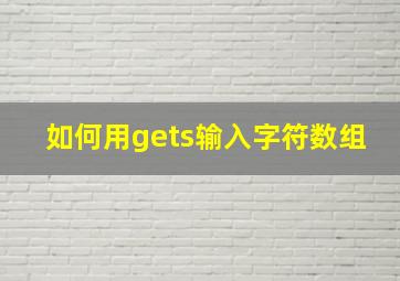 如何用gets输入字符数组