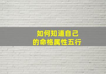 如何知道自己的命格属性五行