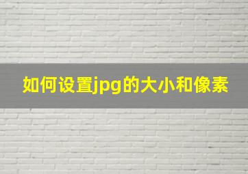 如何设置jpg的大小和像素