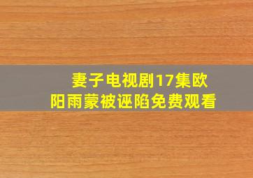 妻子电视剧17集欧阳雨蒙被诬陷免费观看