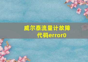 威尔泰流量计故障代码error0