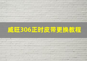 威旺306正时皮带更换教程