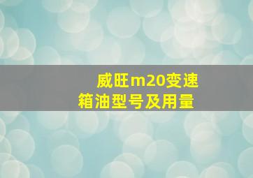 威旺m20变速箱油型号及用量