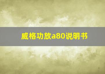 威格功放a80说明书