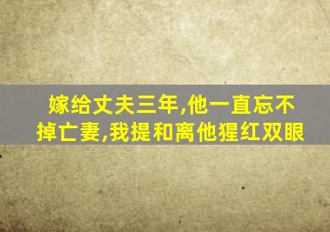 嫁给丈夫三年,他一直忘不掉亡妻,我提和离他猩红双眼