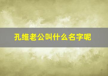 孔维老公叫什么名字呢