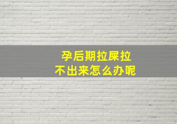 孕后期拉屎拉不出来怎么办呢