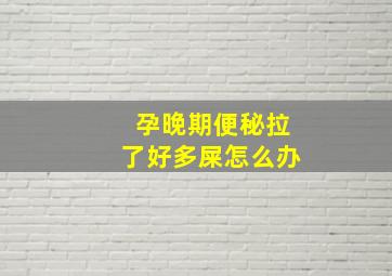 孕晚期便秘拉了好多屎怎么办