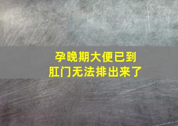 孕晚期大便已到肛门无法排出来了