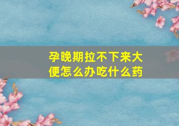 孕晚期拉不下来大便怎么办吃什么药