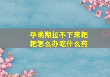 孕晚期拉不下来粑粑怎么办吃什么药