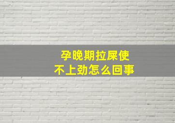 孕晚期拉屎使不上劲怎么回事