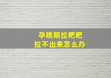 孕晚期拉粑粑拉不出来怎么办