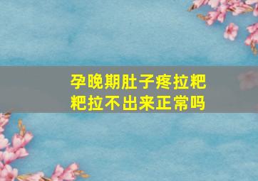 孕晚期肚子疼拉粑粑拉不出来正常吗