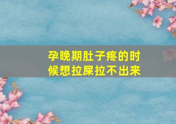 孕晚期肚子疼的时候想拉屎拉不出来