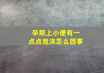 孕期上小便有一点点泡沫怎么回事