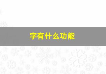 字有什么功能