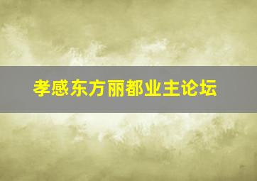 孝感东方丽都业主论坛