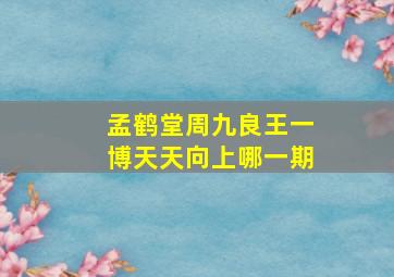 孟鹤堂周九良王一博天天向上哪一期