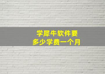 学犀牛软件要多少学费一个月